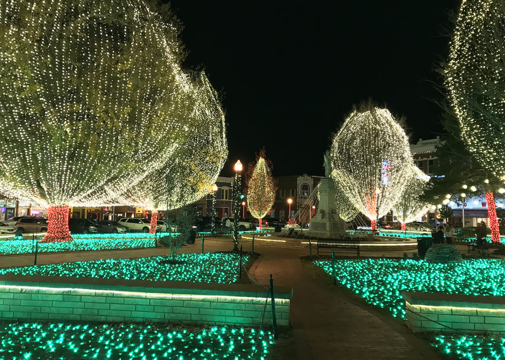 christmas lights in downtown Bentonville Square