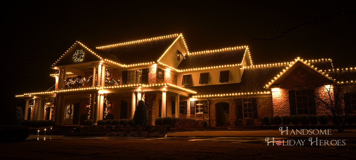 Home with Christmas lights in Fayetteville Arkansas